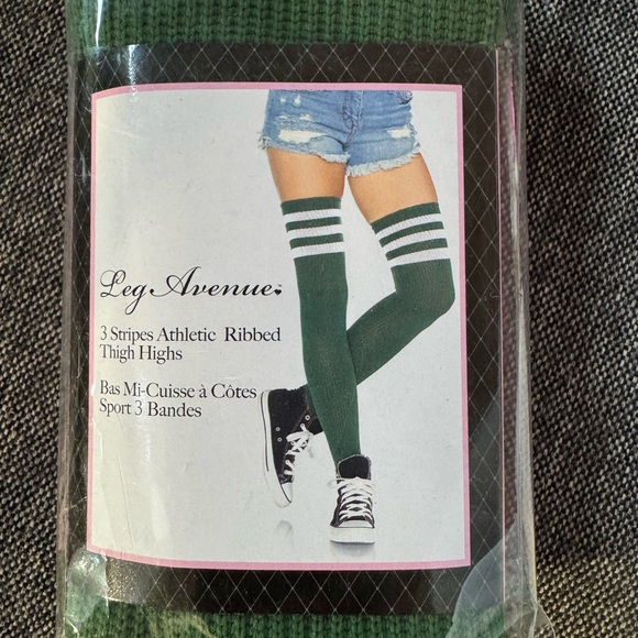Leg Avenue Dark Green Ribbed Thigh Highs - Picture 1 of 1